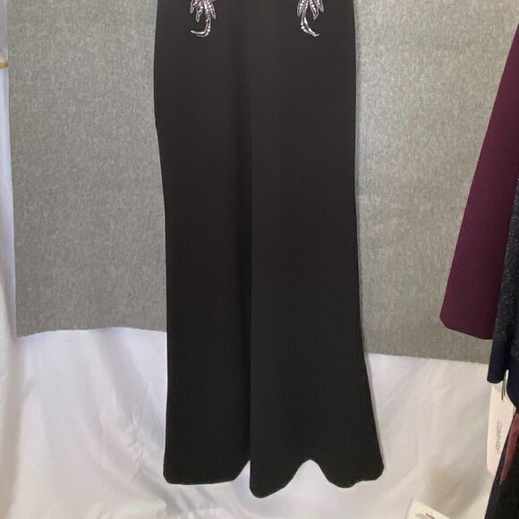 30.  Aiden Mattox Black Maxi Gown with Pink Beaded Top Size 10 - Picture 2 of 6